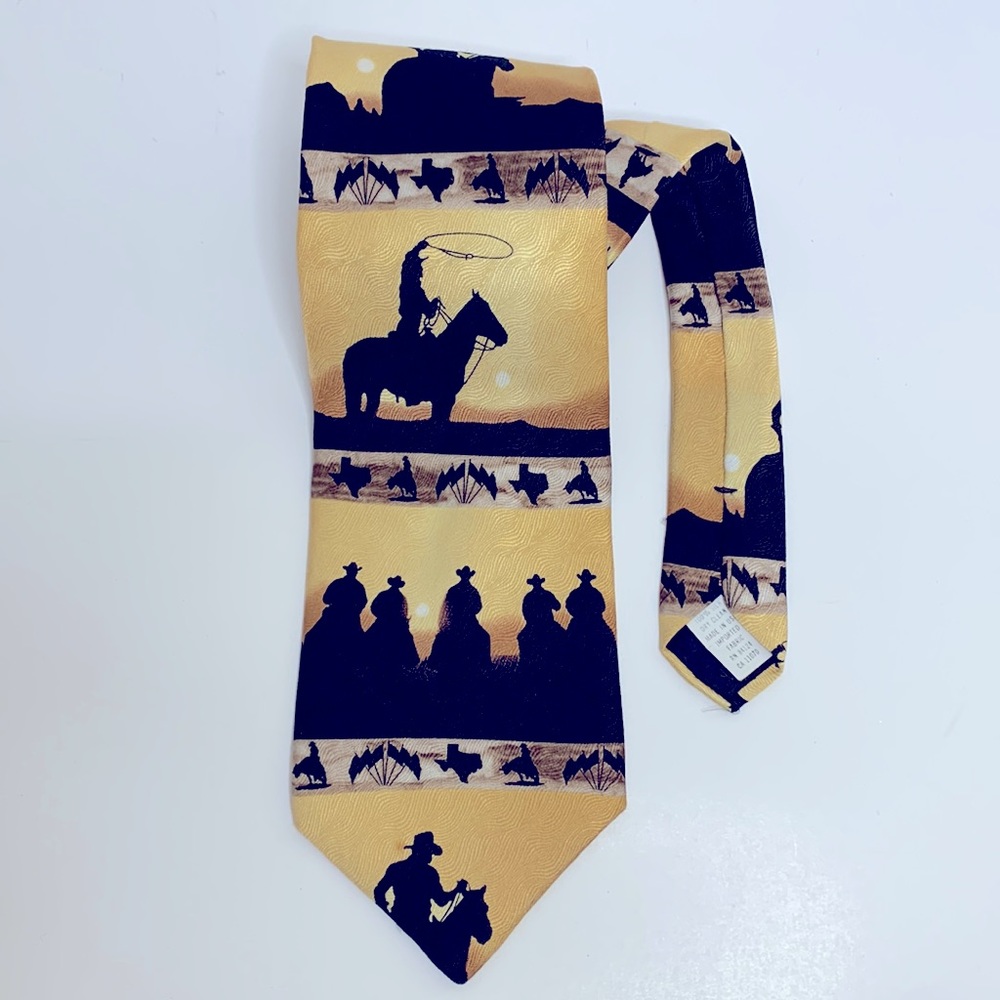 RM Style | Yellow & Black Cowboy Sunset Riders Necktie | 2000 Ralph Marlin & CO